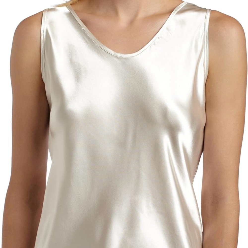 Elegant Satin Tank Top in Cream